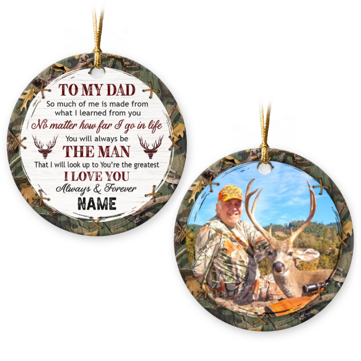Custom Dad Christmas Ornament Unique Gift For Hunting Dad