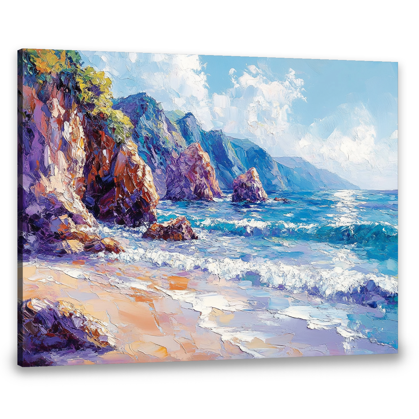 Coastal Harmony Seascape Abstract Canvas Wall Art