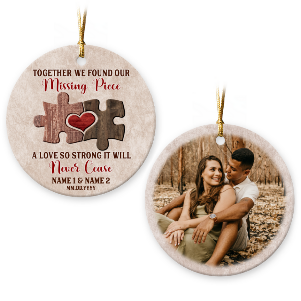 Custom Photo Couple Christmas Ornament Loving Anniversary Gift 