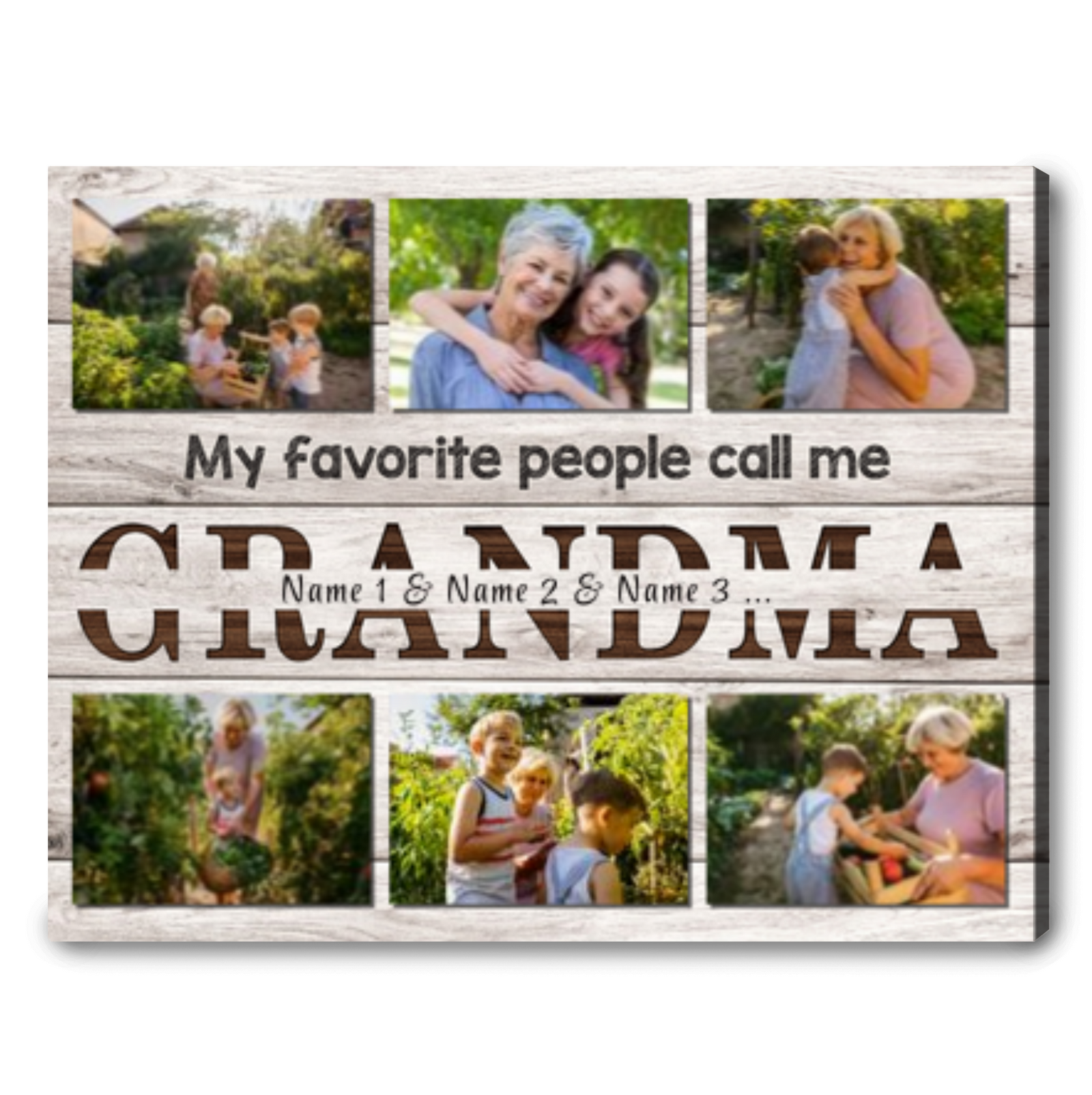 Personalized Grandma Photo Collage Canvas Gift For Grandparents