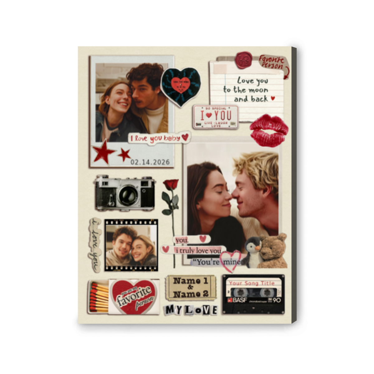  Personalized Couple Photo Canvas Scrapbook Style Anniversary Gift