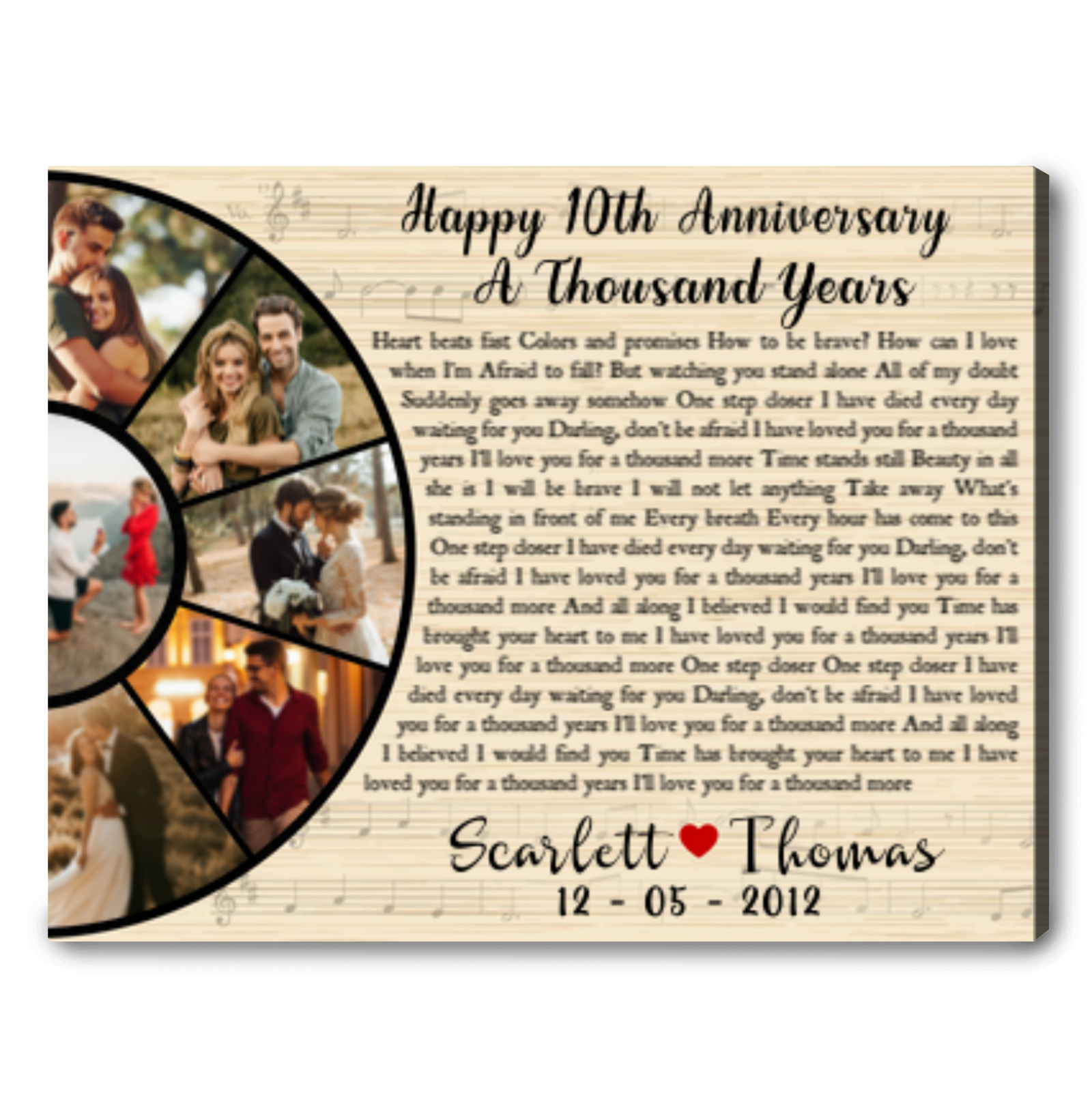 Personalized Song Lyrics On Canvas Personalized Anniversary Gifts For Couples