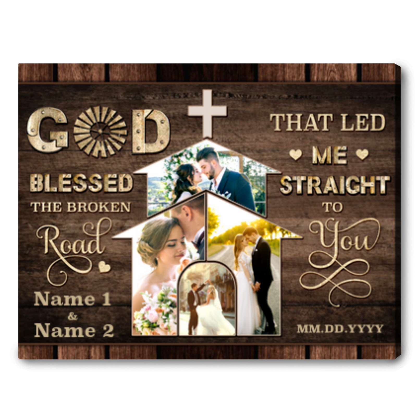Personalized Couple Photo Collage Canvas Unique Wedding Gift Art