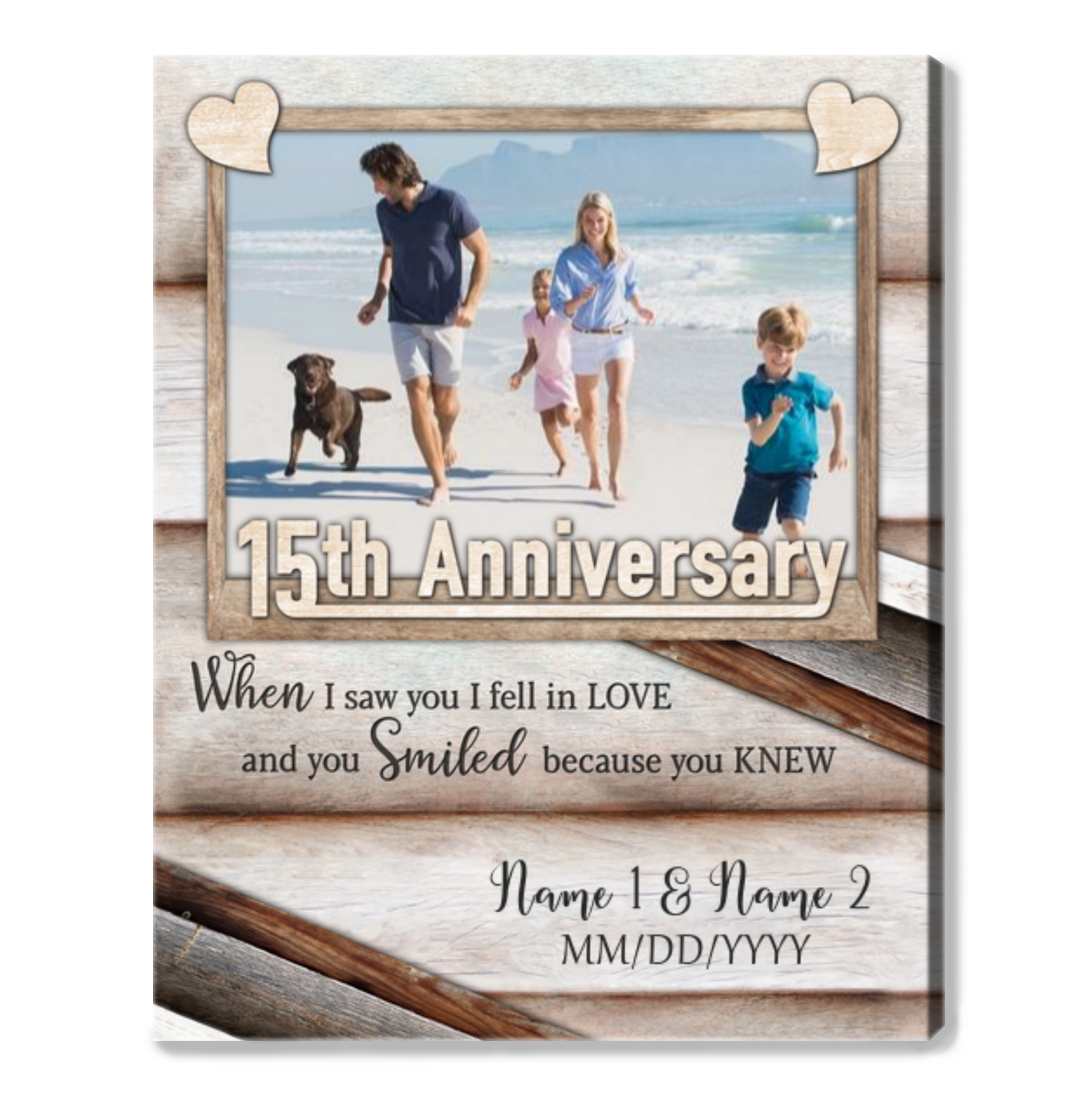Happy 15th Wedding Anniversary Custom Photo Canvas Print