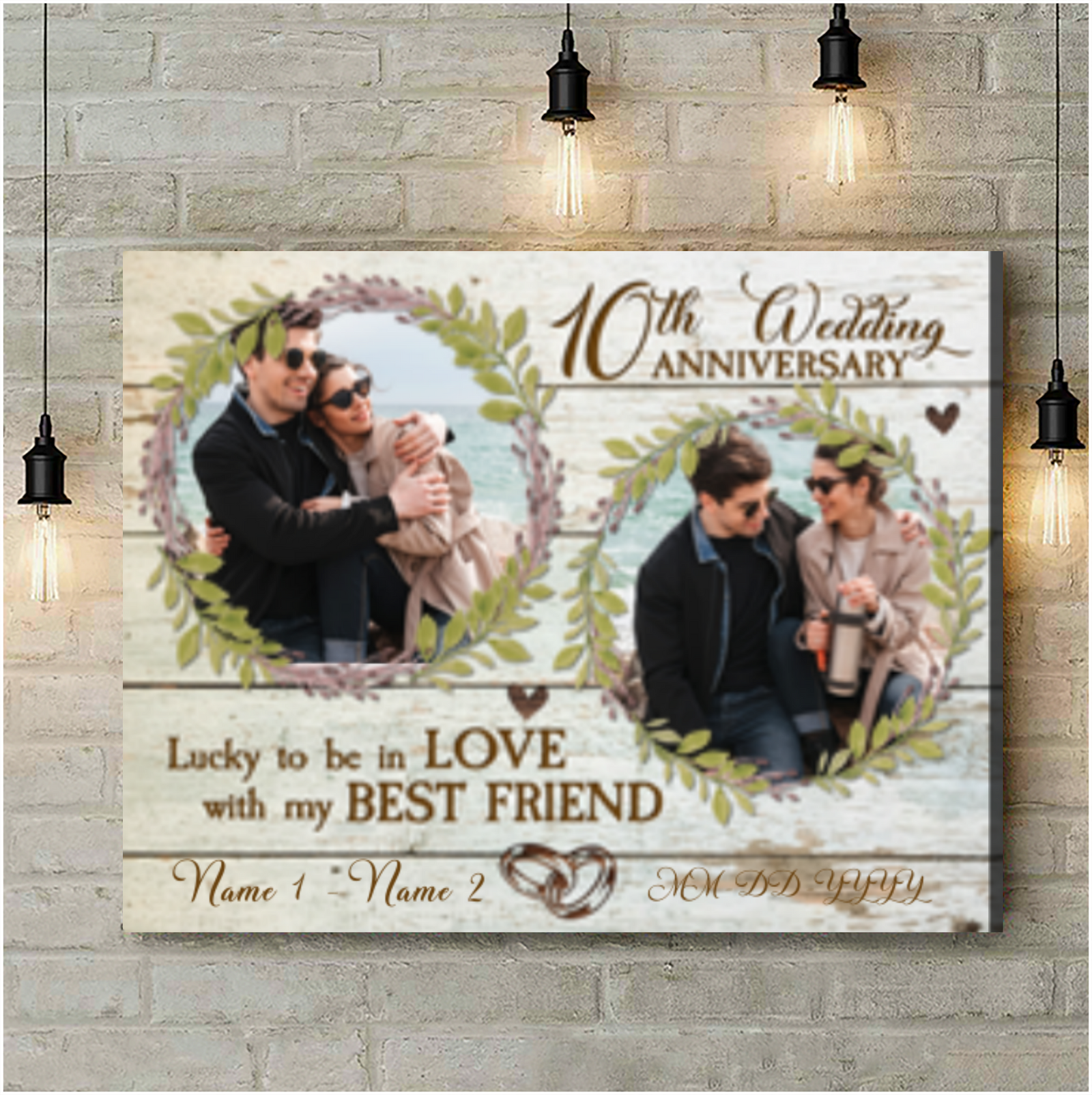 Custom Canvas Prints Personalized Photo Gifts 10th Wedding Anniversary Gifts For Couple Lucky to be in love Wall Art Ohcanvas