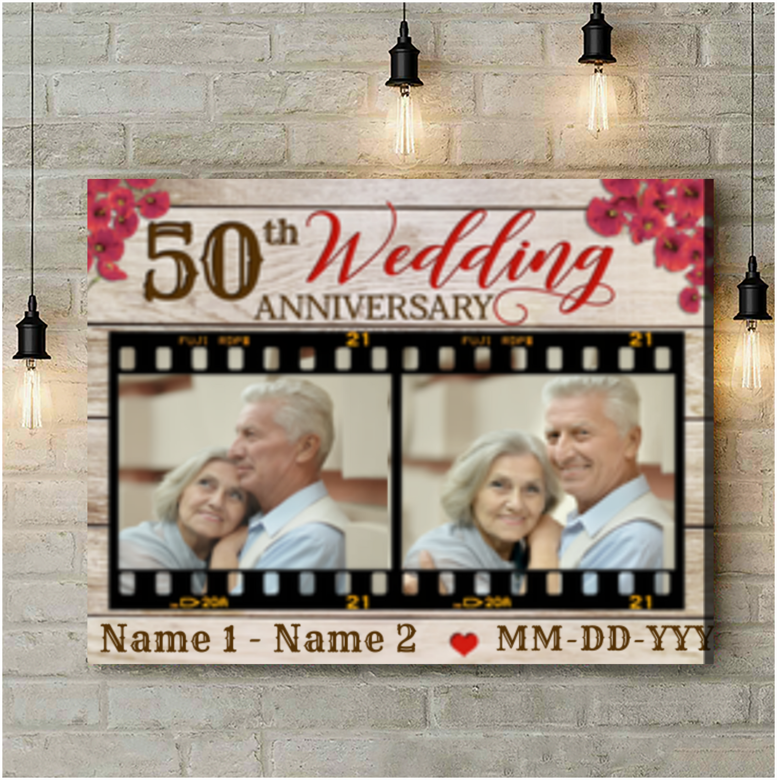 Custom Canvas Prints Personalized Photo Gifts 50th Wedding Anniversary Gifts Poppy Flowers For Couple Wall Art Ohcanvas