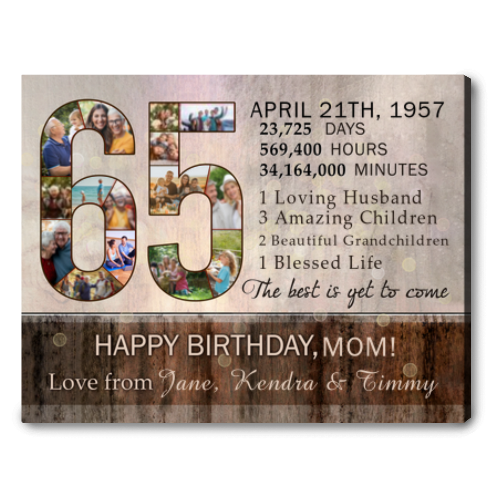 Best Ideas For 65th Birthday Gift Personalized Collage Canvas Photo Prints