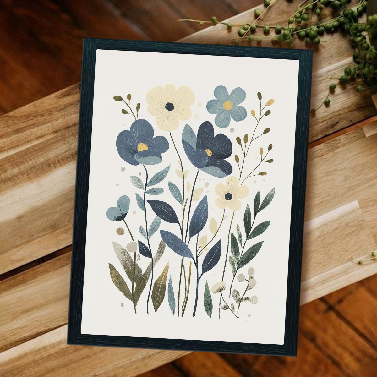 Blue Meadow Abstract Floral Canvas Print for Living Room
