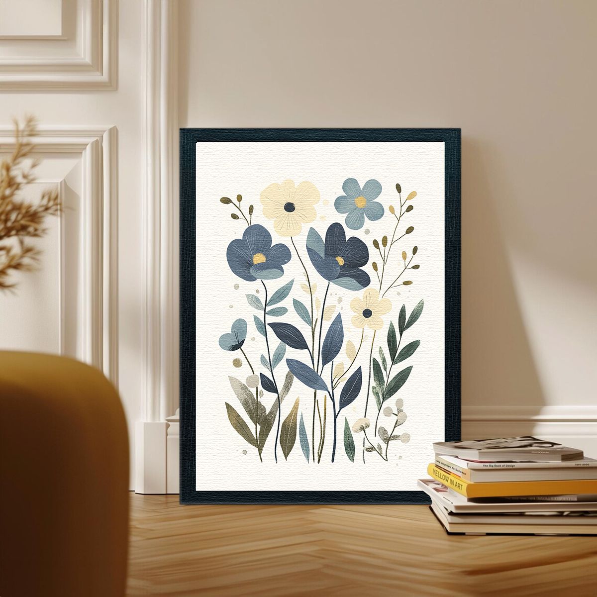 Blue Meadow Abstract Floral Canvas Print for Living Room