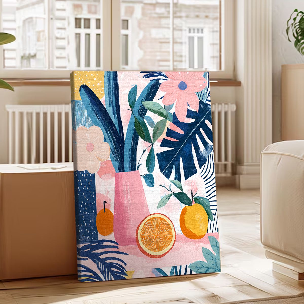 Vibrant Tropics Abstract Floral Canvas Print for Living Room