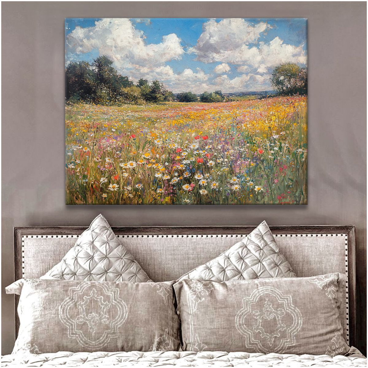 Meadow Bliss Abstract Landscape Canvas Print for Living Room