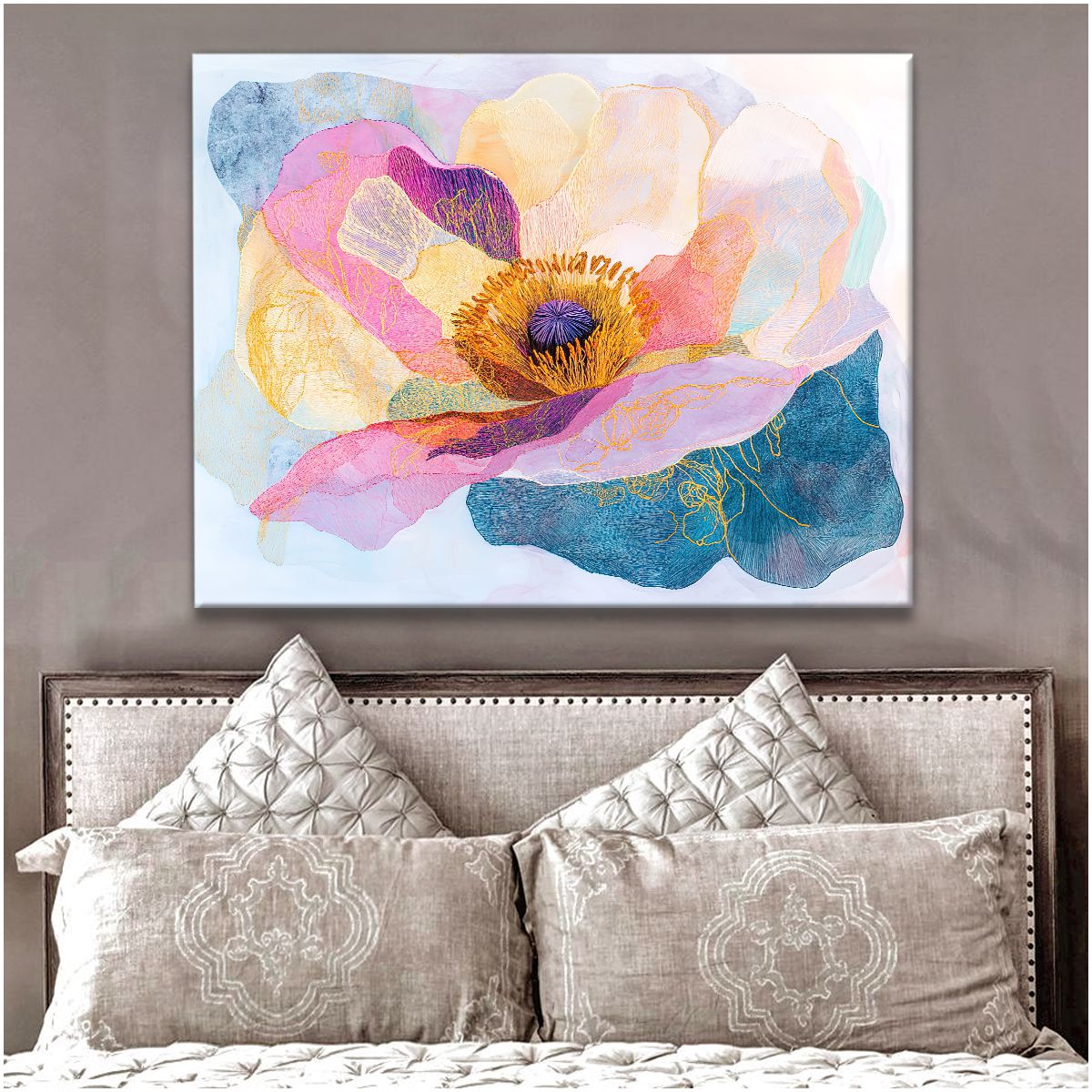 Floral Radiance Abstract Floral Canvas Print for Living Room