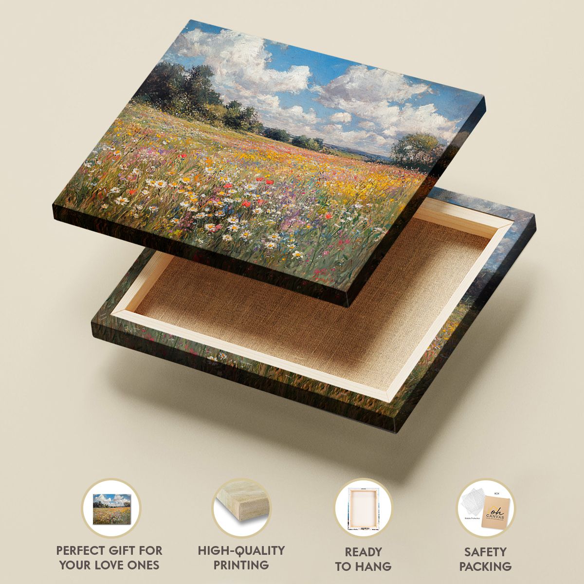 Meadow Bliss Abstract Landscape Canvas Print for Living Room