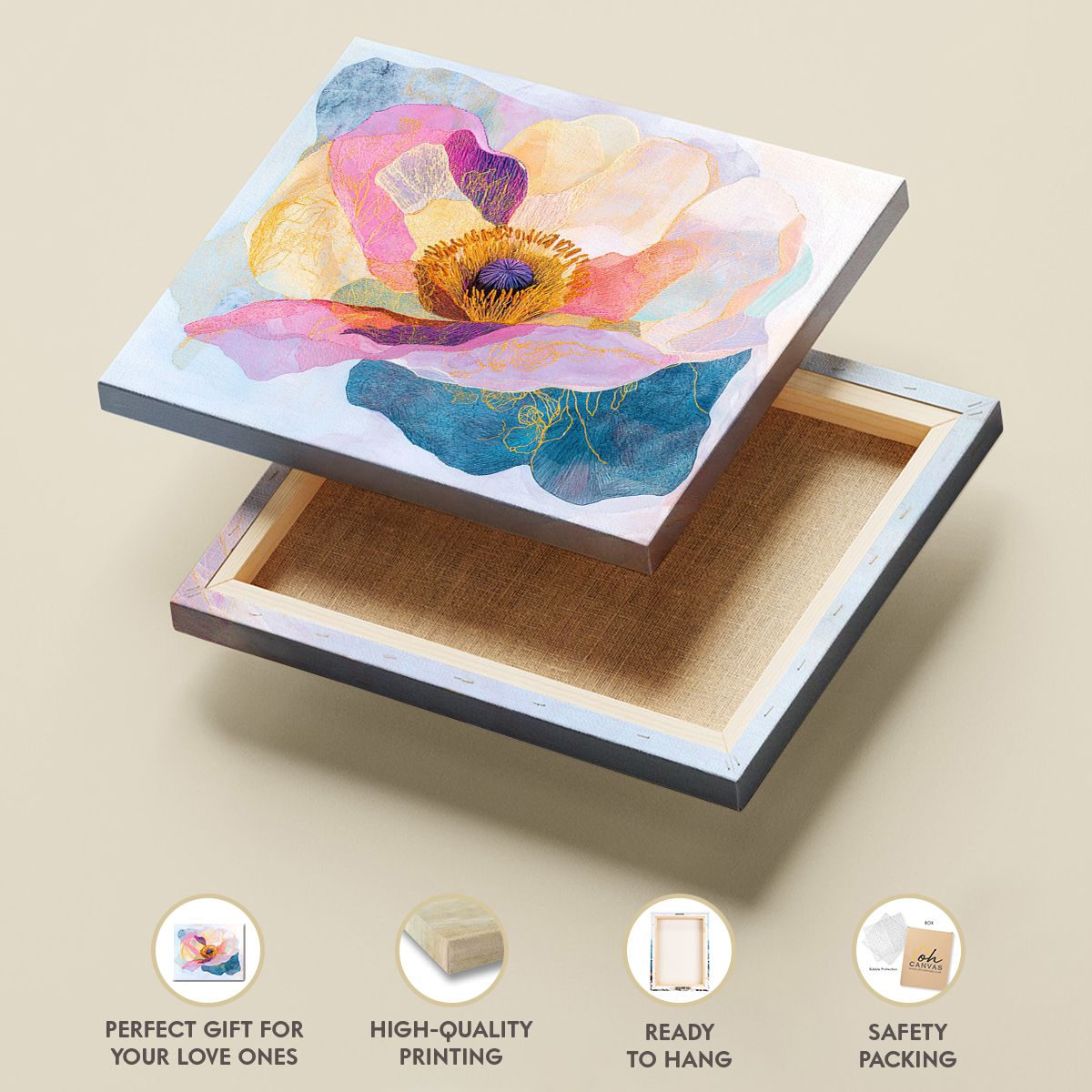 Floral Radiance Abstract Floral Canvas Print for Living Room