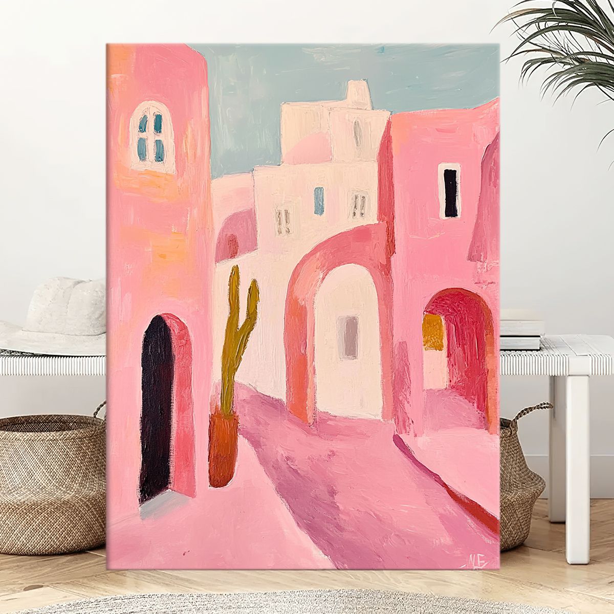 Mediterranean Glow Abstract Landscape Canvas Print for Living Room