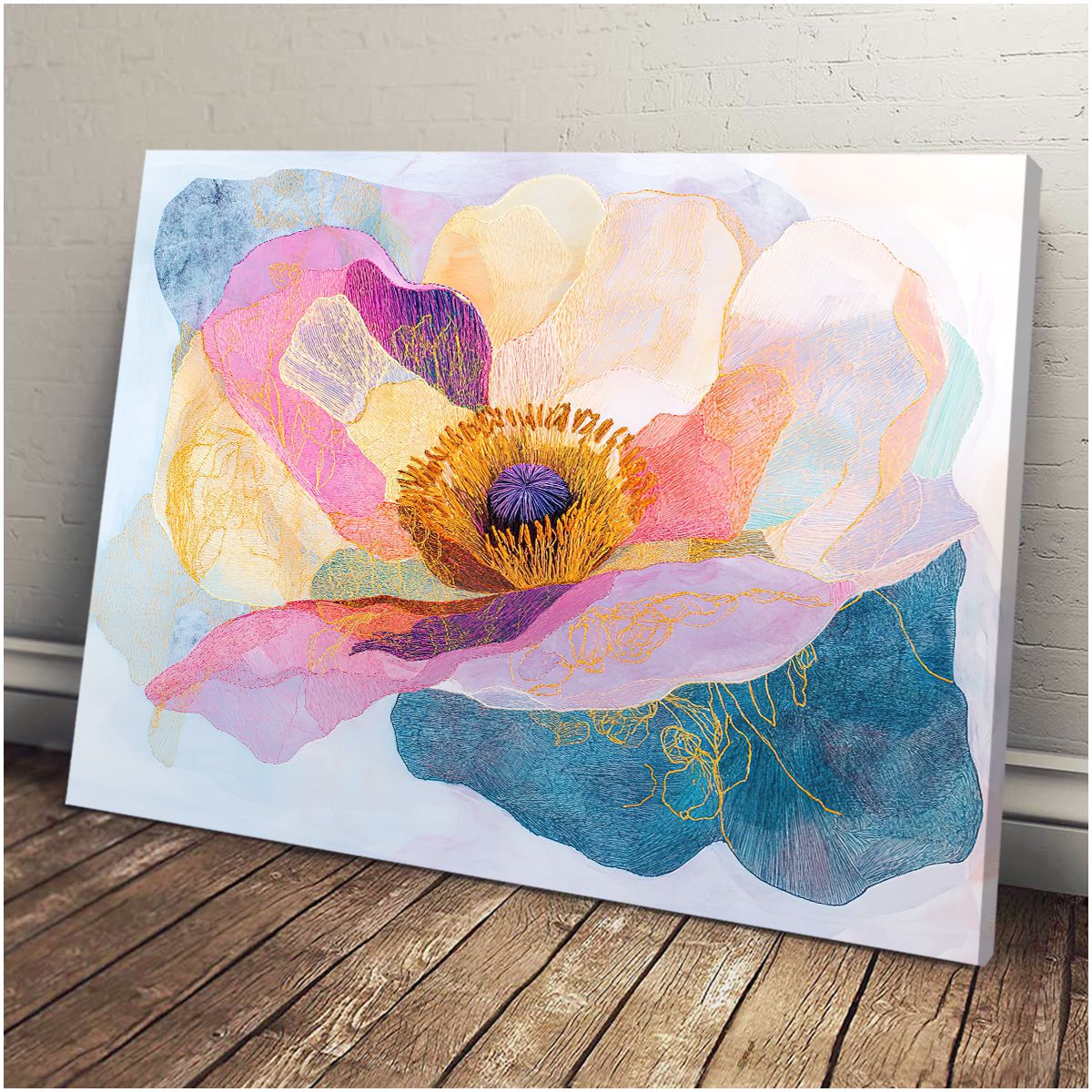 Floral Radiance Abstract Floral Canvas Print for Living Room