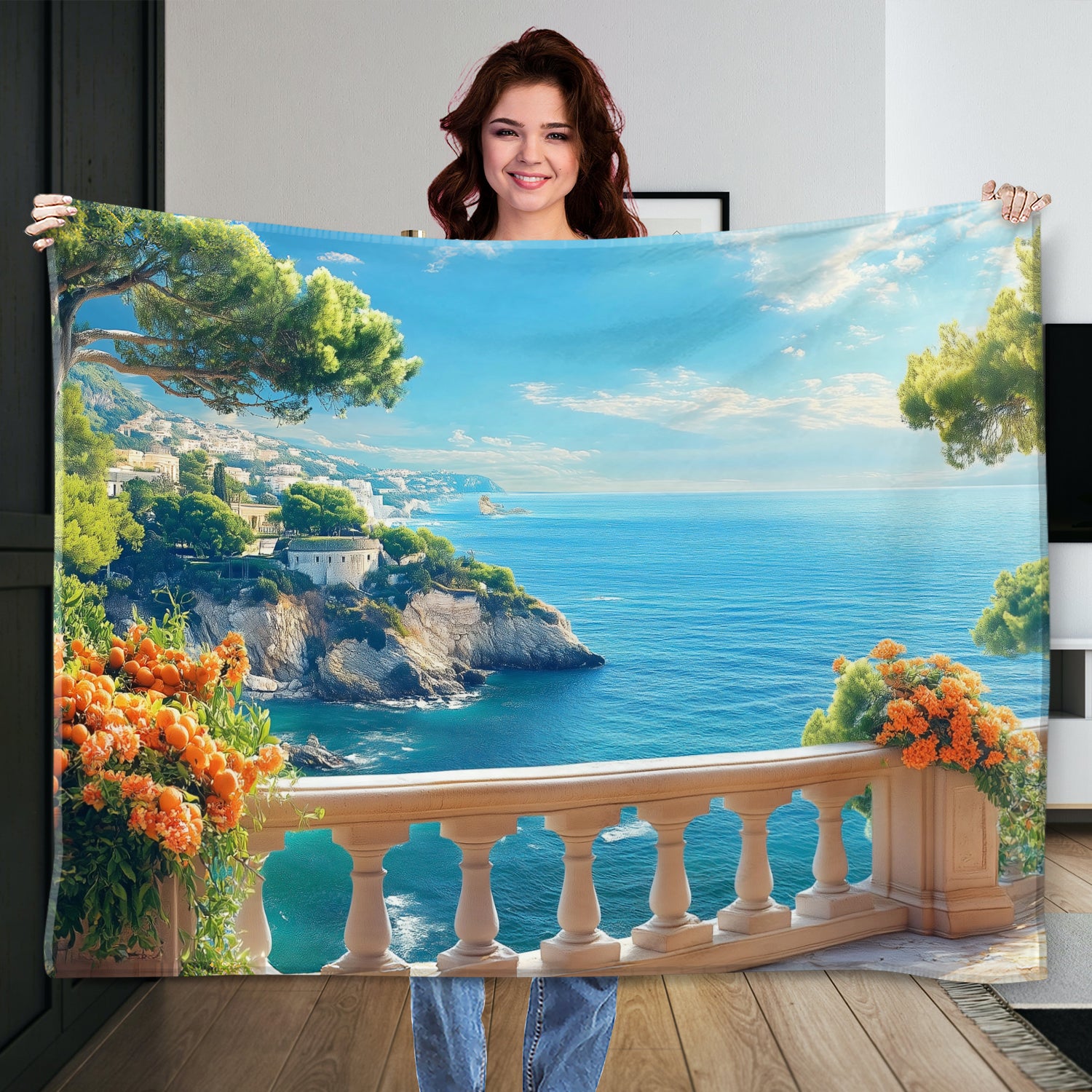Panoramic Villa View With Sea Breeze Canvas Wall Art