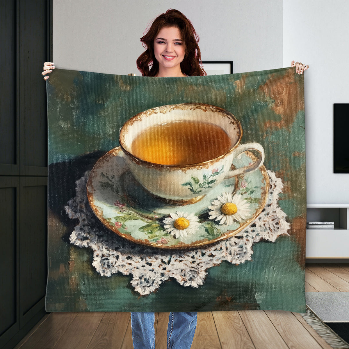 Delicate Teacup Oil Painting Fine Art Canvas Print