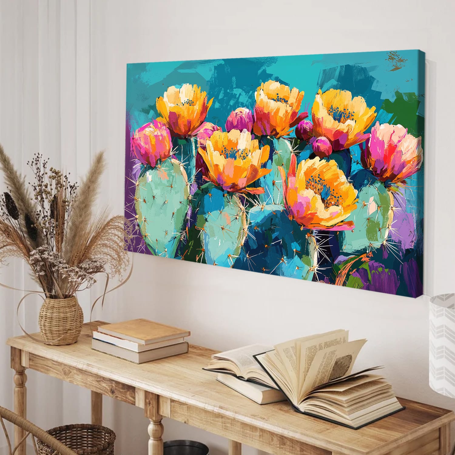 Cheerful Cactus Painting Pop Art Canvas