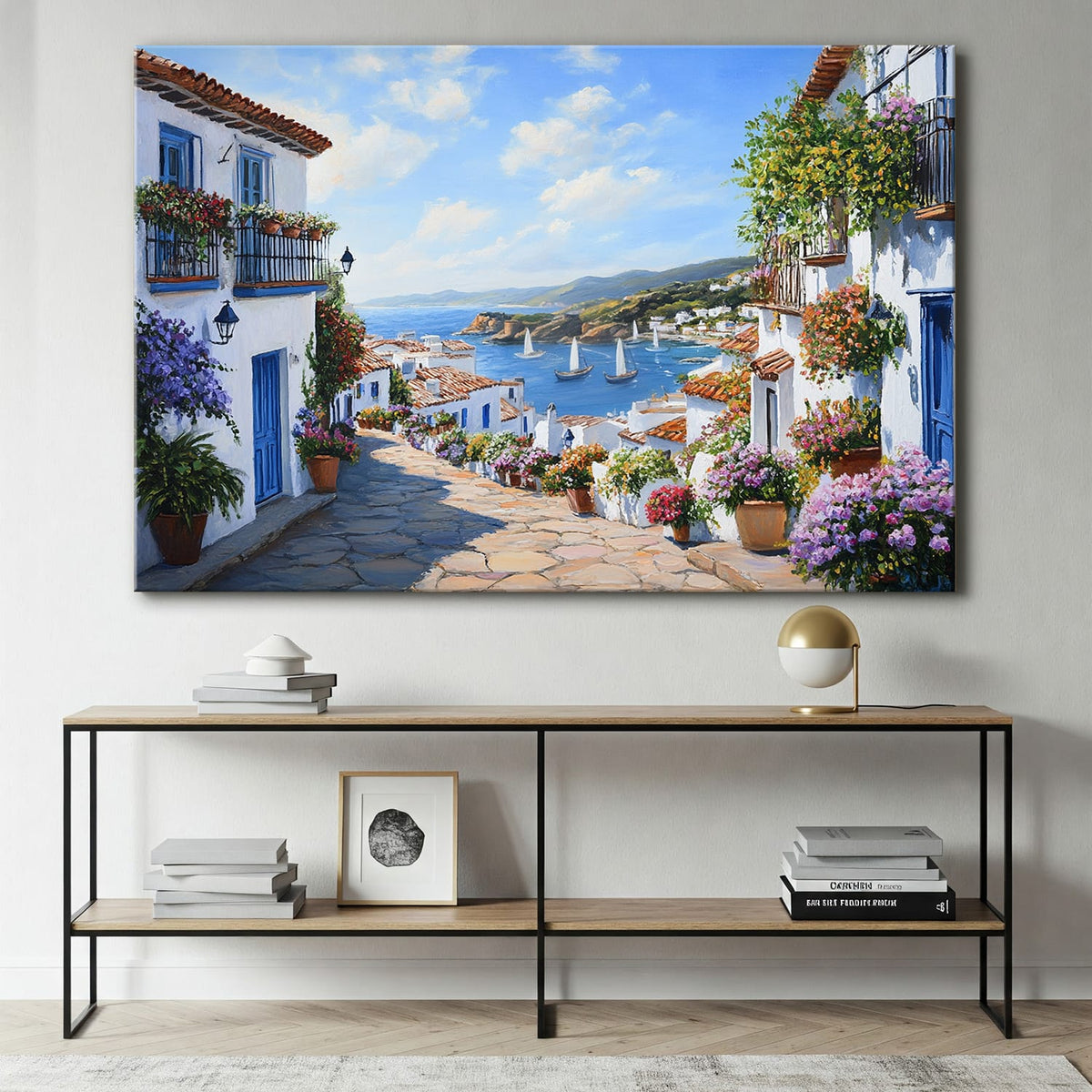 Mediterranean Art Coastal Town Canvas Print