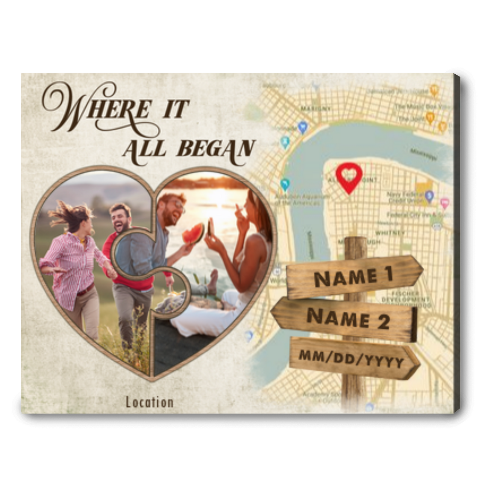Custom Map Wall Art The First Meeting Street Map Canvas Where It All Began