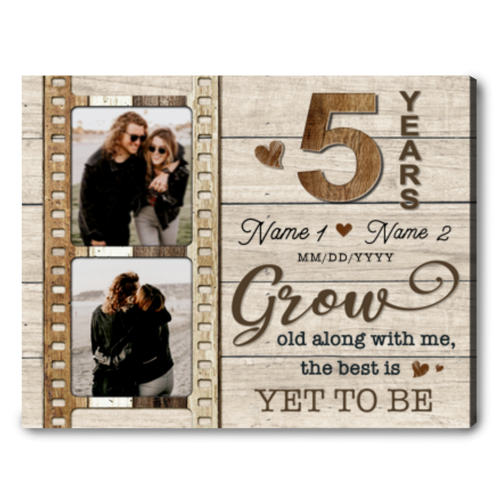 5 Years Of Husband and Wife 5th Anniversary Custom Canvas Gift