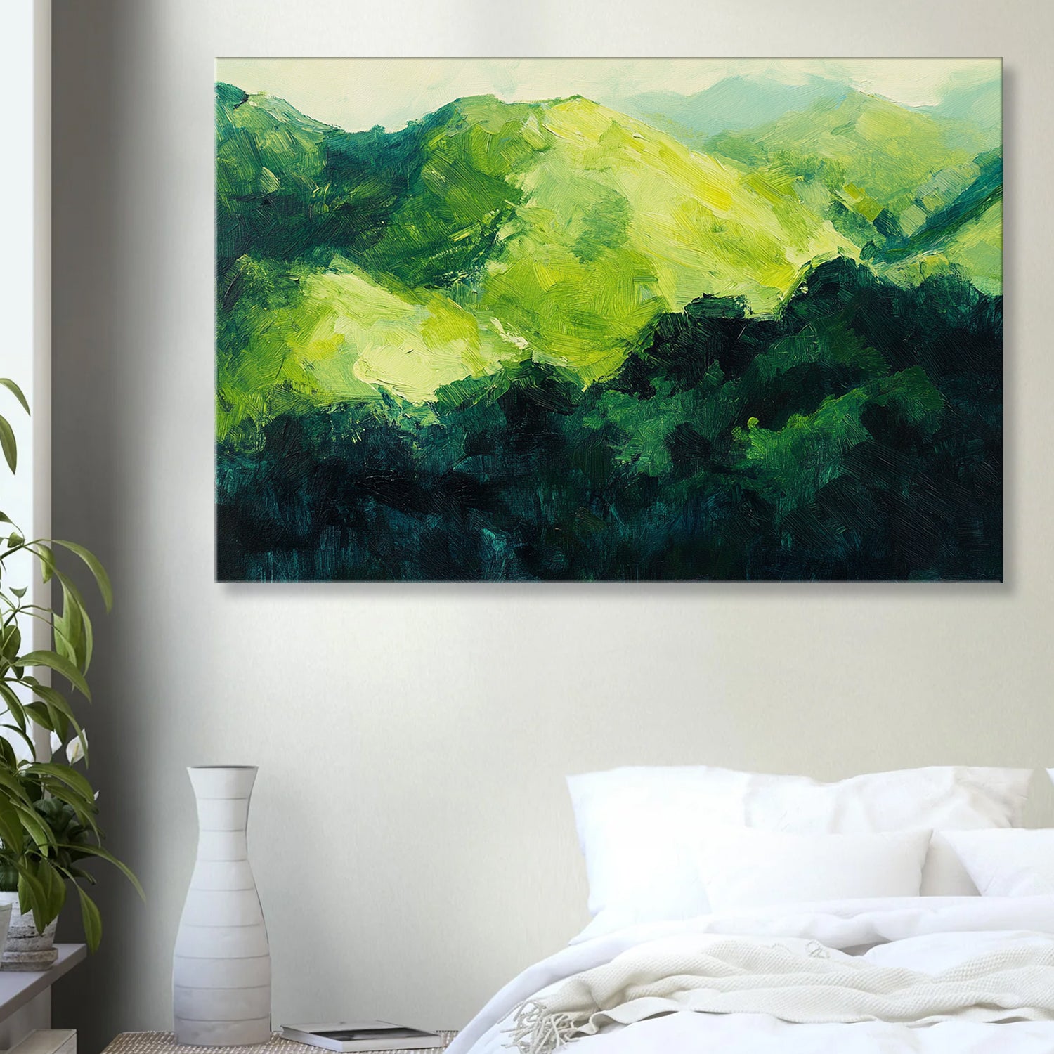 Abstract Green Landscape Mountain Wall Art