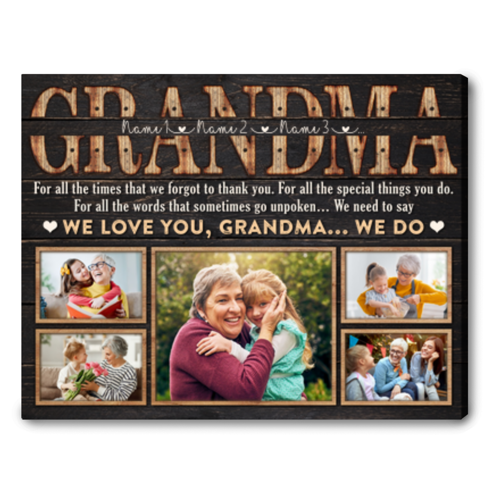 Custom Grandma Canvas Gift For Birthday's Grandma Grateful Gift For Her