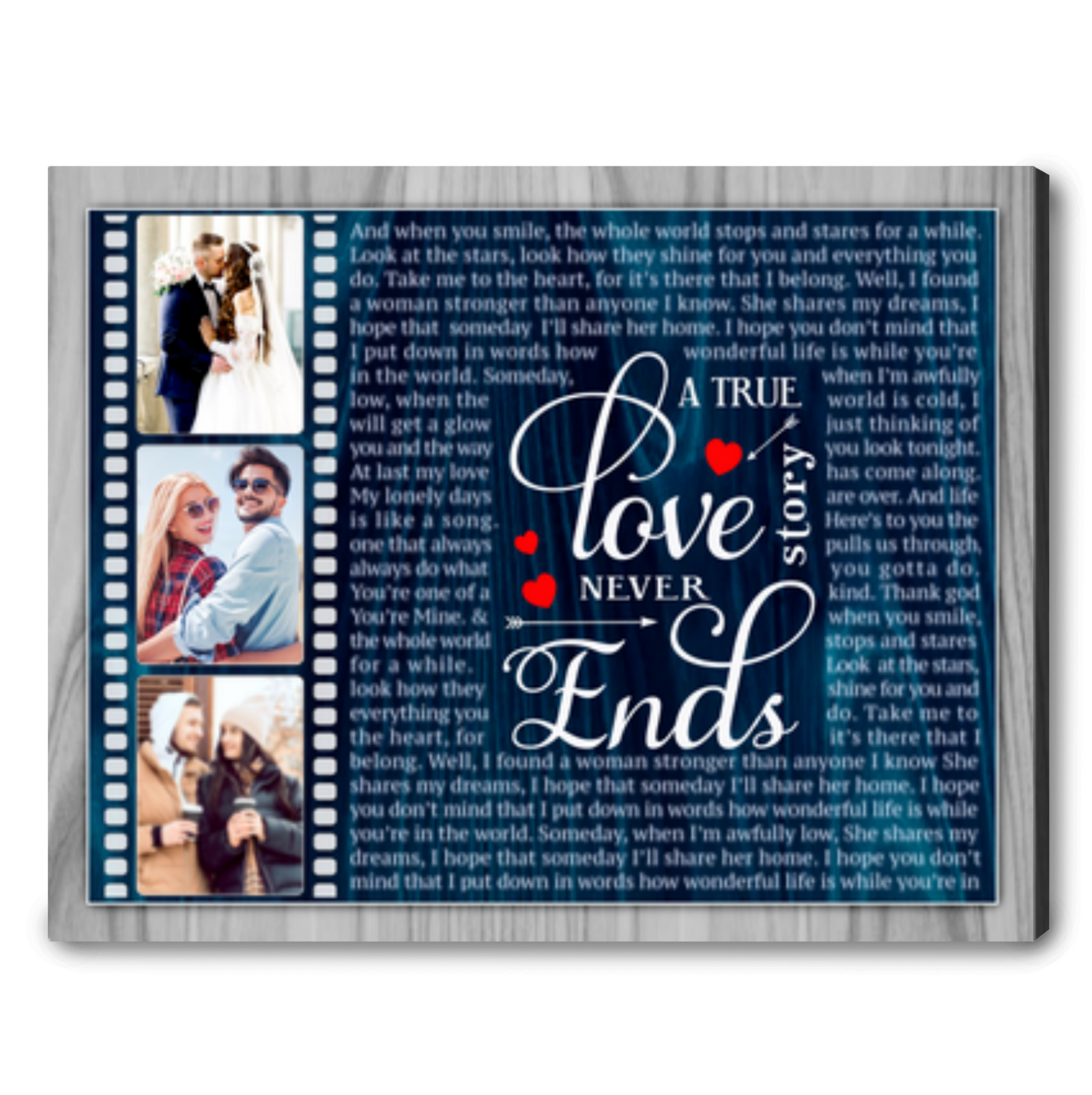 Wedding Song Lyrics with Photo Personalized Canvas Best Anniversary Gift For Her For Him