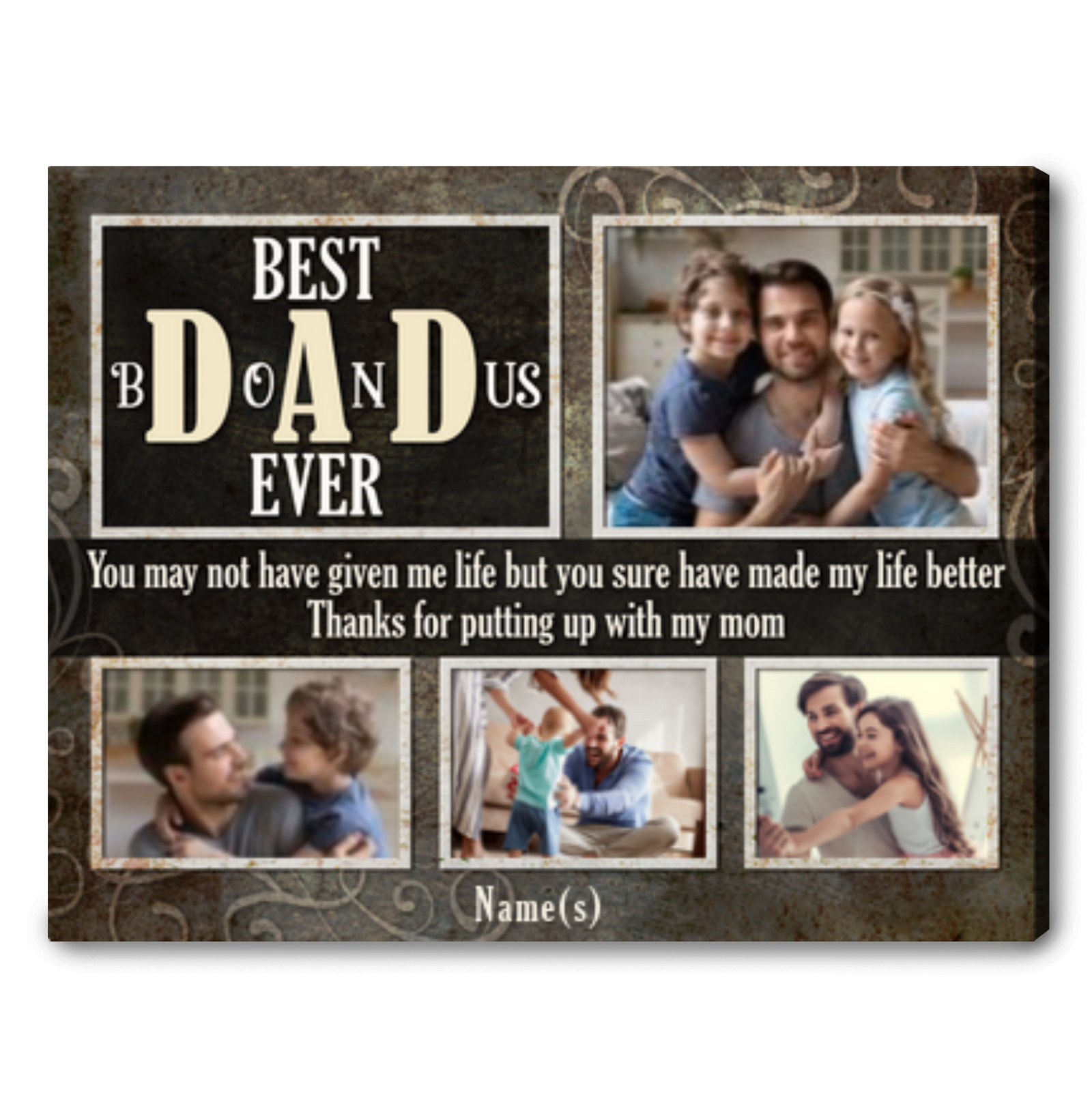 Bonus Dad Father's Day Gift Custom Photo Bonus Dad Canvas Print