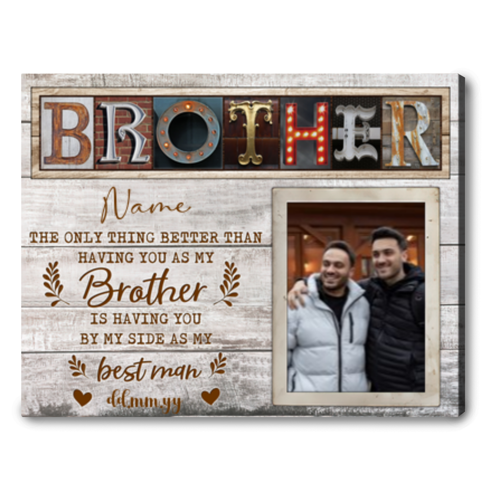 Personalized Gift For Brother On Wedding Canvas Print Wall Decor