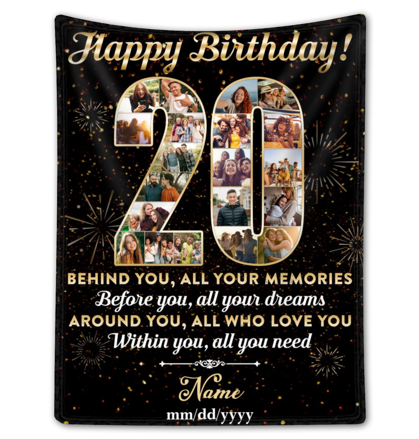 Personalized Photo Collage 20th Birthday Blanket Best 20th Birthday Gift Idea