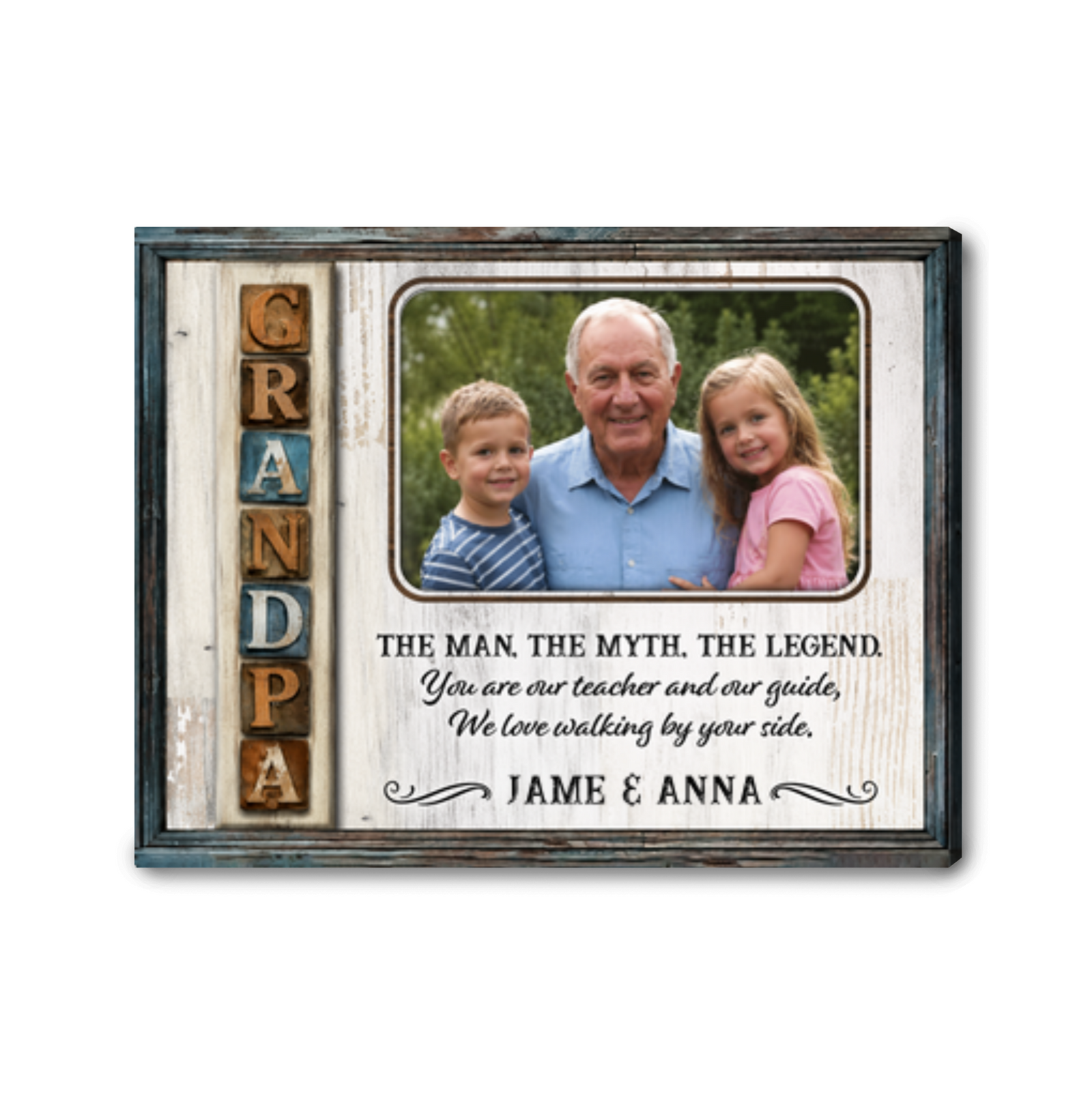 Custom Grandpa Photo Canvas Personalized Grandchildren Gift for Grandfather