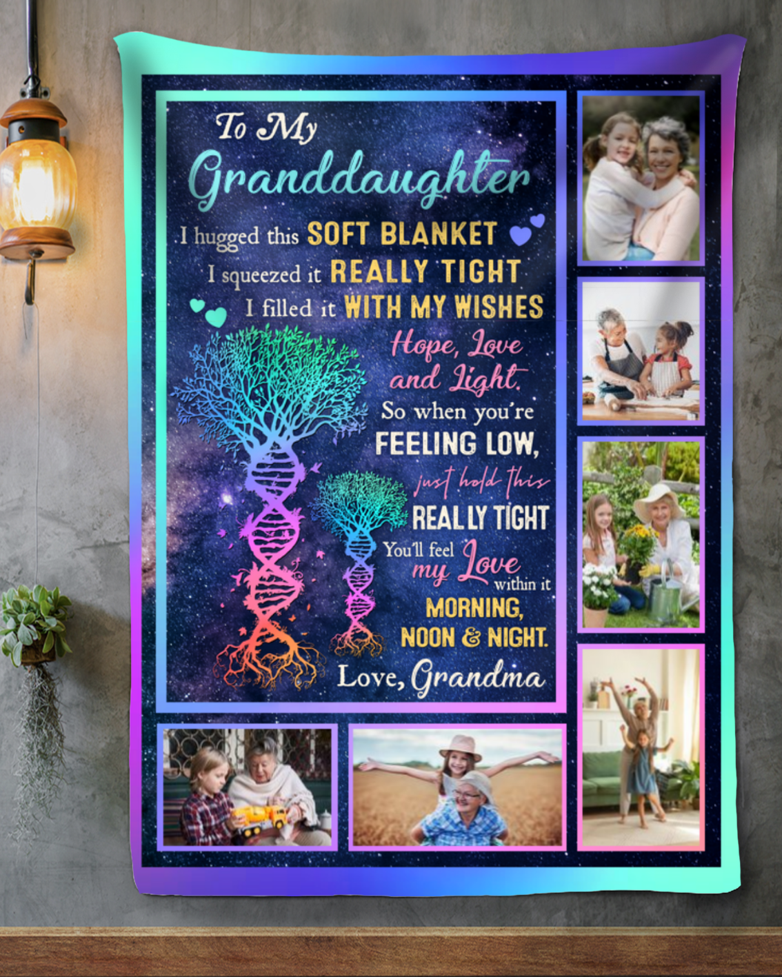 Unique Gift For Granddaughter From Grandpa Personalized Blanket With Photos