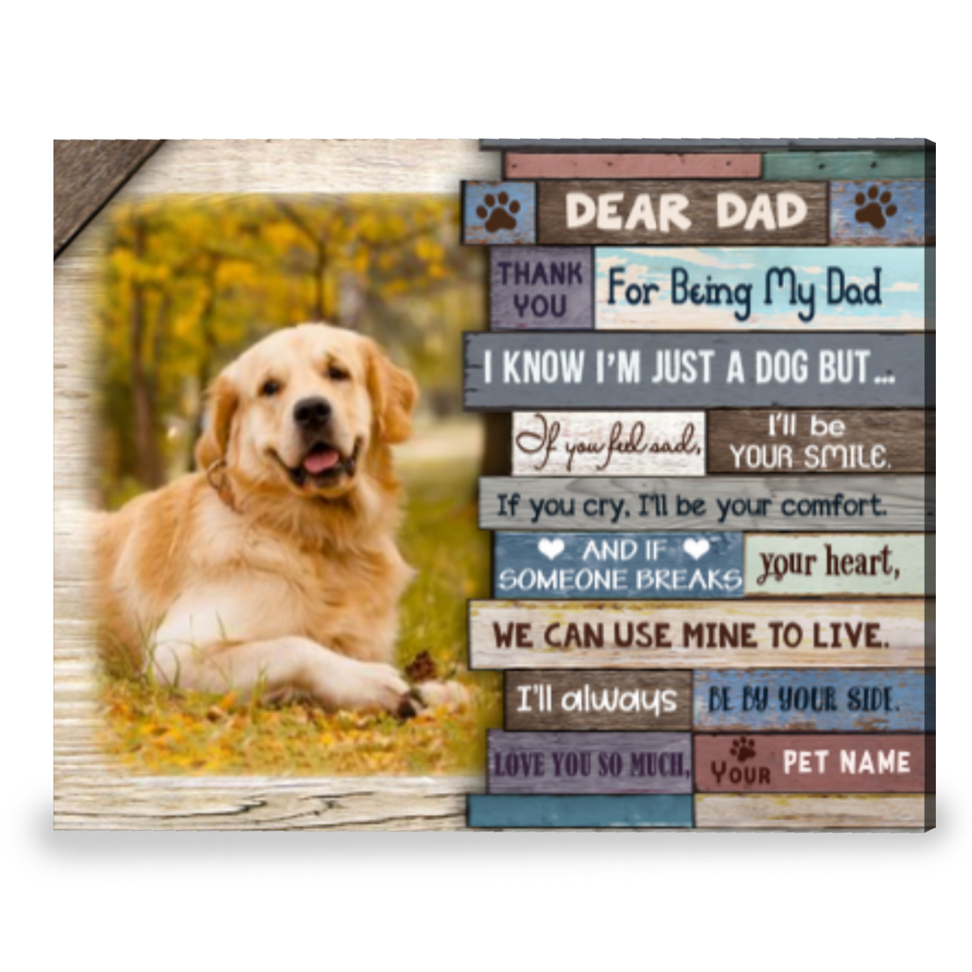 Dog Dad Gift Custom Pet Portrait Unique Gift For Father's Day Canvas Print