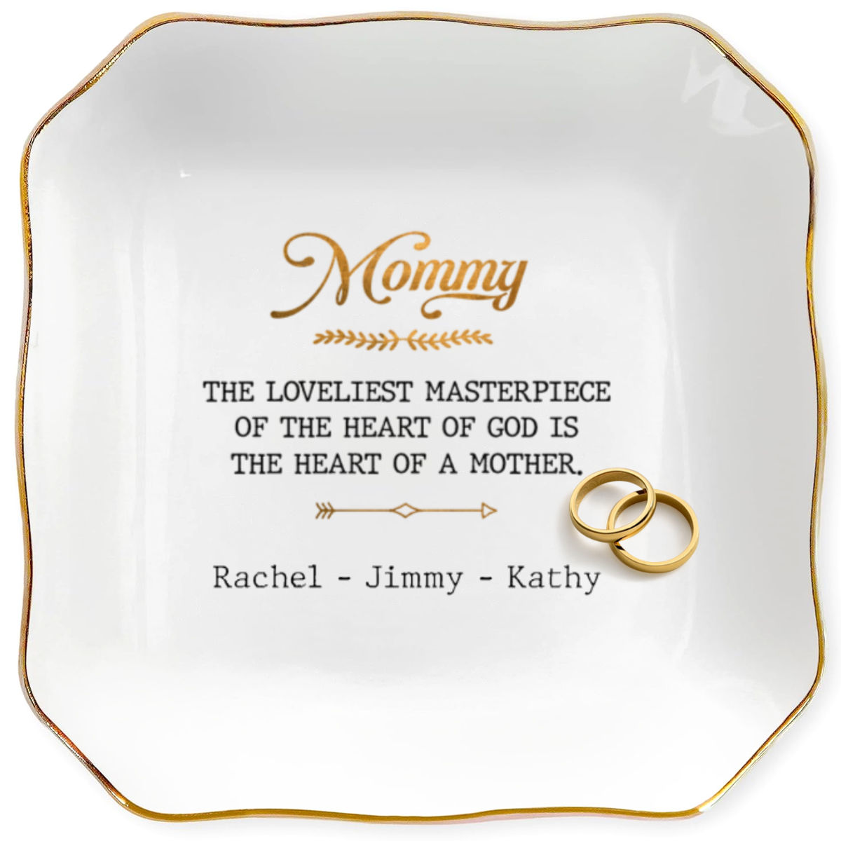The Loveliest Personalized Name Square Shape Jewelry Dish Gift For Mom