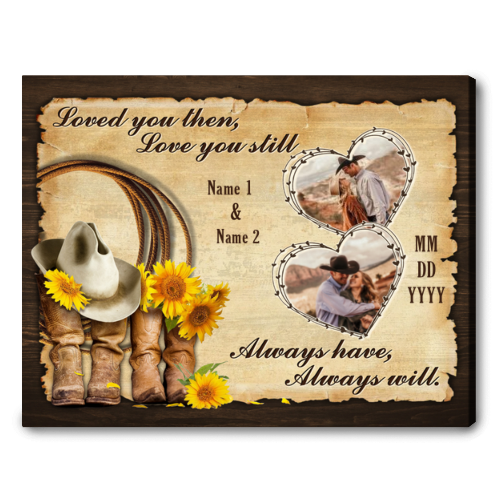 Valentines Day Gift Anniversary Gift Personalized Gift For Couple Cowboy Boots Art Print Farmhouse Decor Ohcanvas