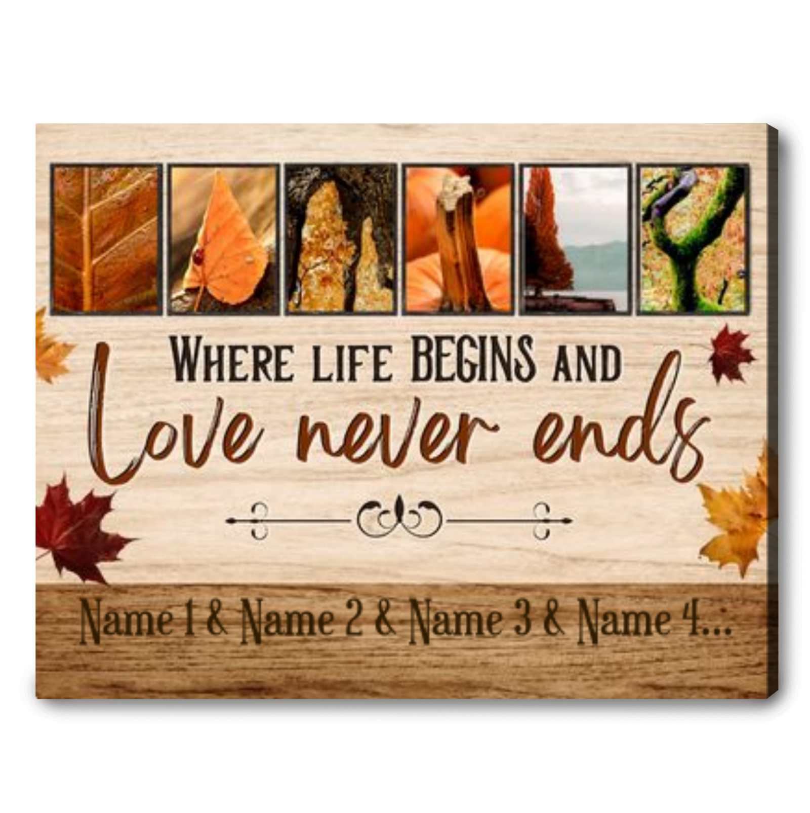 Modern Farmhouse Fall Decor Personalized Autumn Fall Nature Family Name Canvas Print