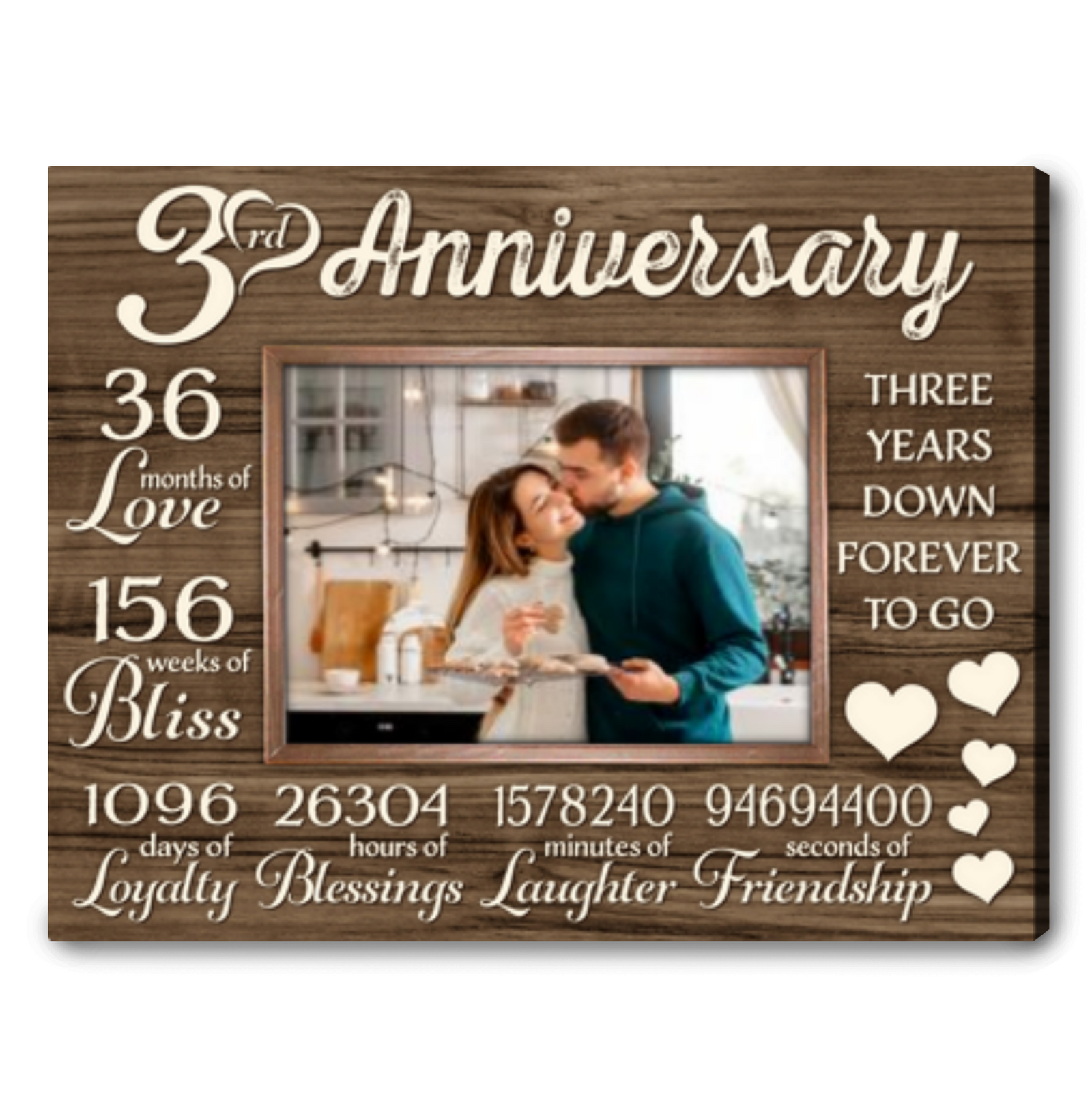 Third Anniversary Wedding Gift 3 Year Anniversary Gift For Couple Custom Anniversary Gift