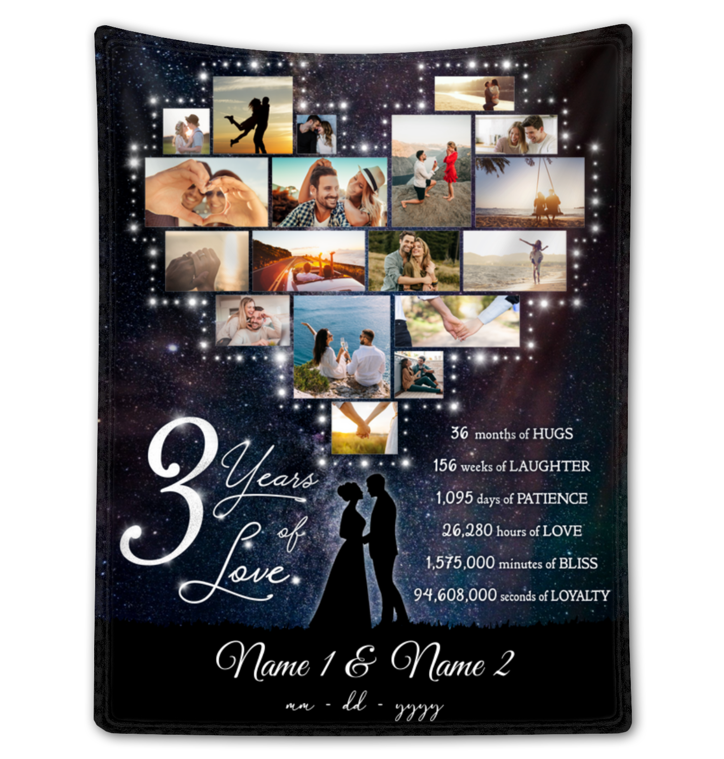 Custom 3th Anniversary Blanket For Couple Unique 3 Years Of Love Gift Ideas