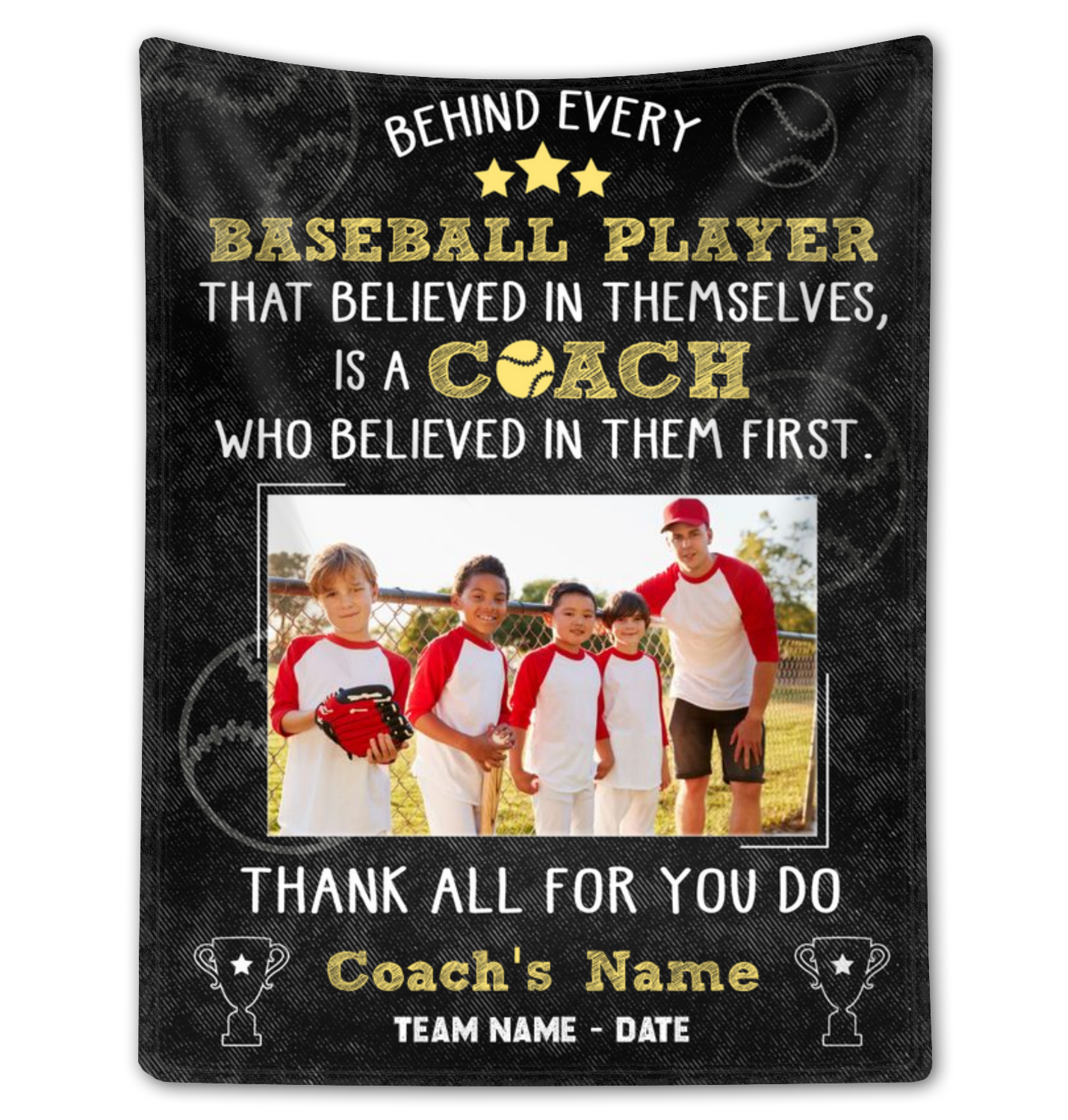 Custom Blanket For A Baseball Coach Thank You Coach Gift Idea From Team
