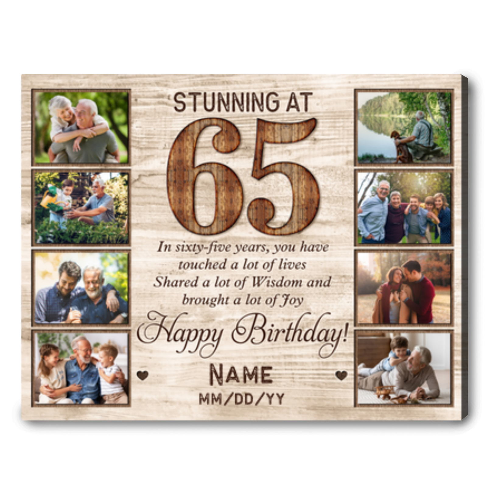 Personalized 65th Birthday Canvas Print Sentimental Gift For 65th Birthday