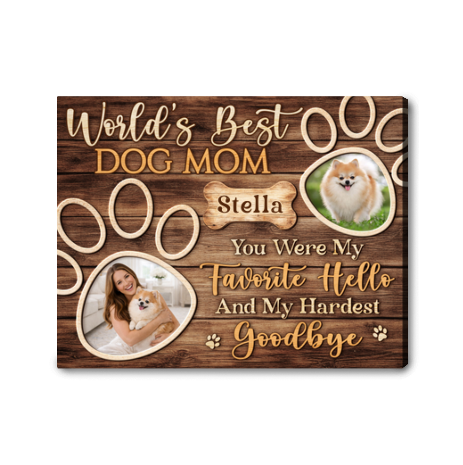 Personalized Dog Memorial Canvas Print Custom Pet Photo Wall Art Gift