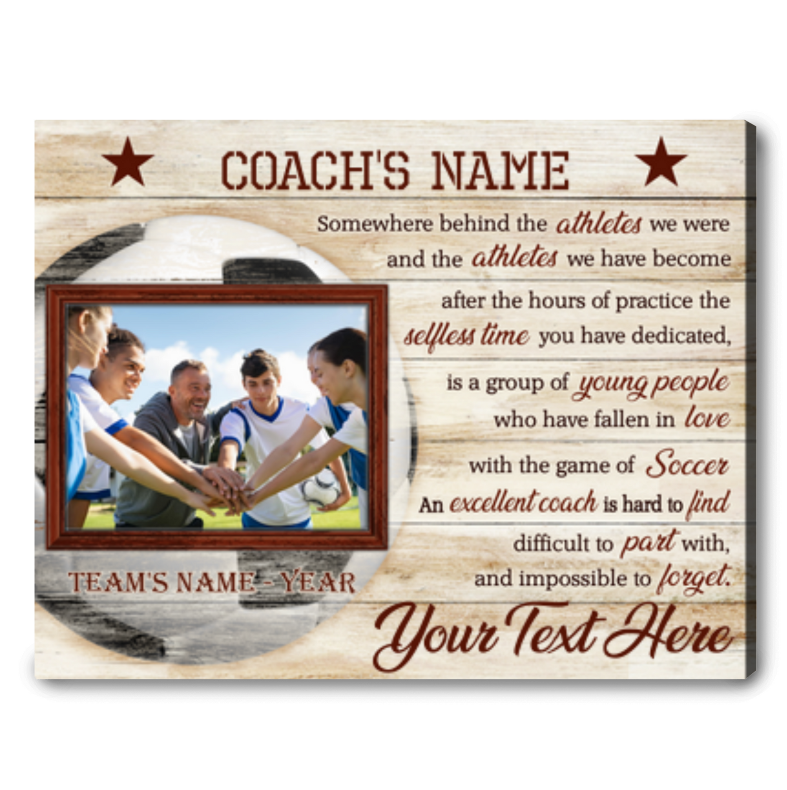 Custom Photo Soccer Coach Canvas Wall Art Thank You Coach Appreciation Gift