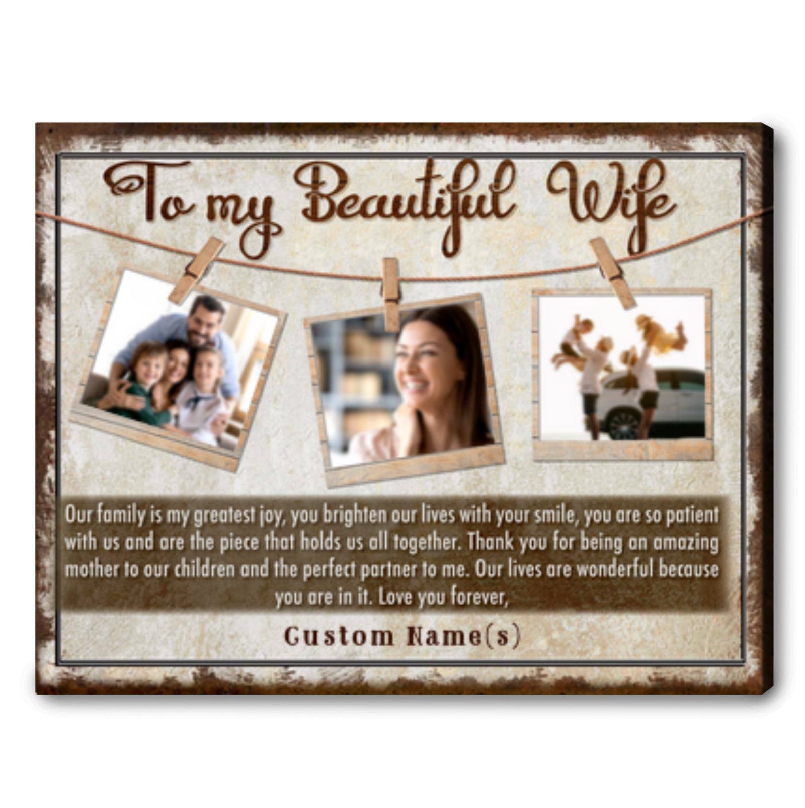 Happy Mother's Day To My Beautiful Wife Custom Canvas Gift From Husband