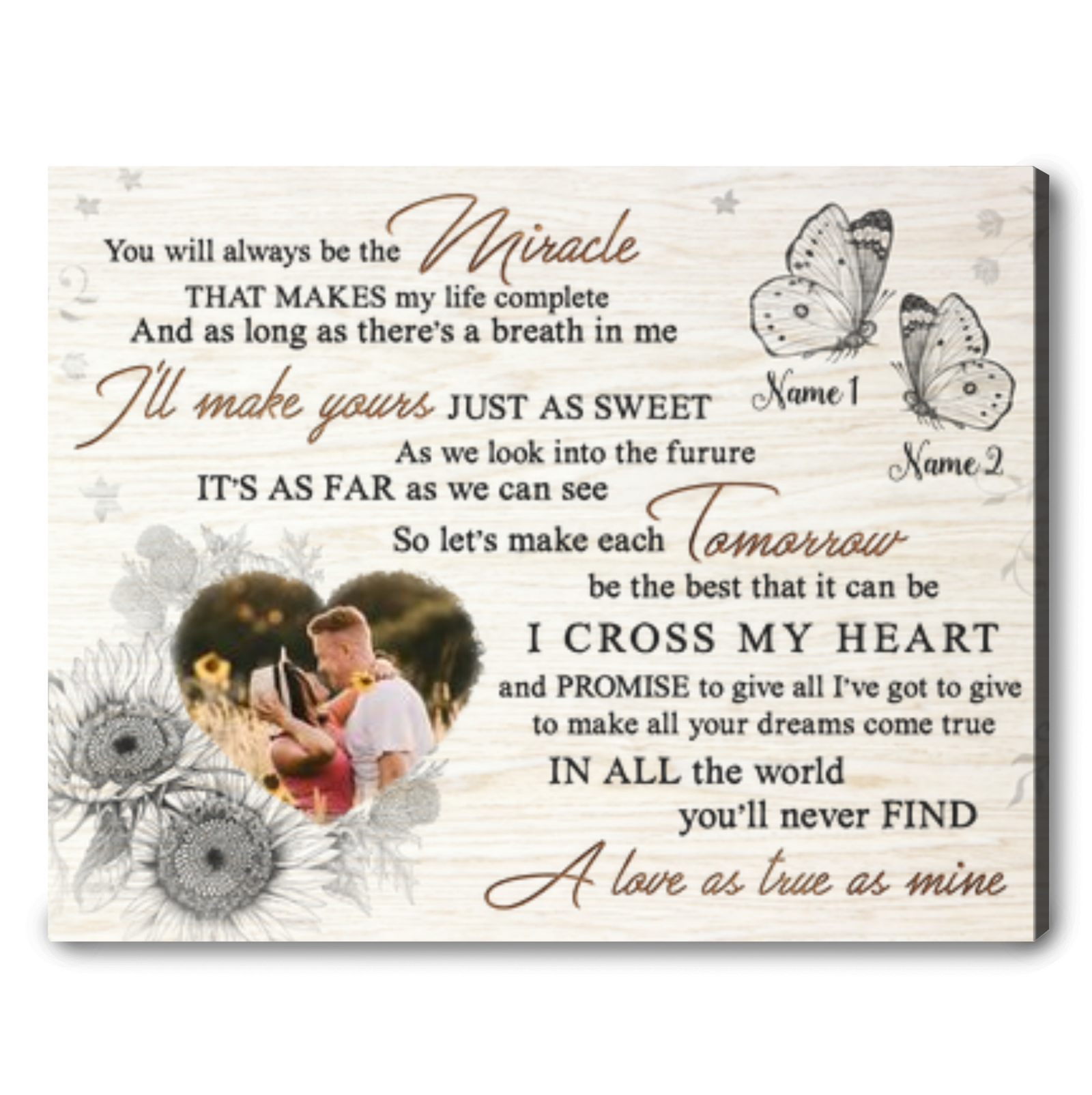 Personalized Couple Gift Idea Anniversary Photo Canvas Print