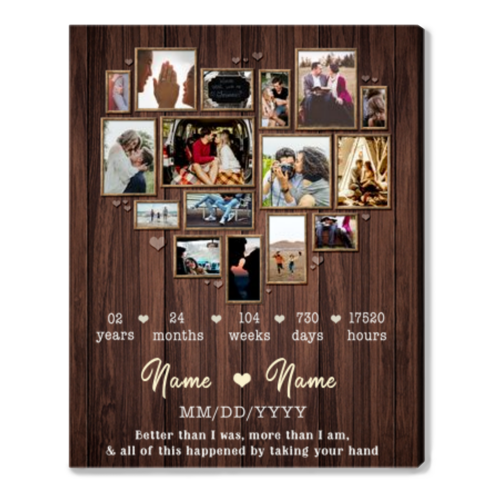 Personalized Photo Collage Canvas 2nd Wedding Anniversary For Wife