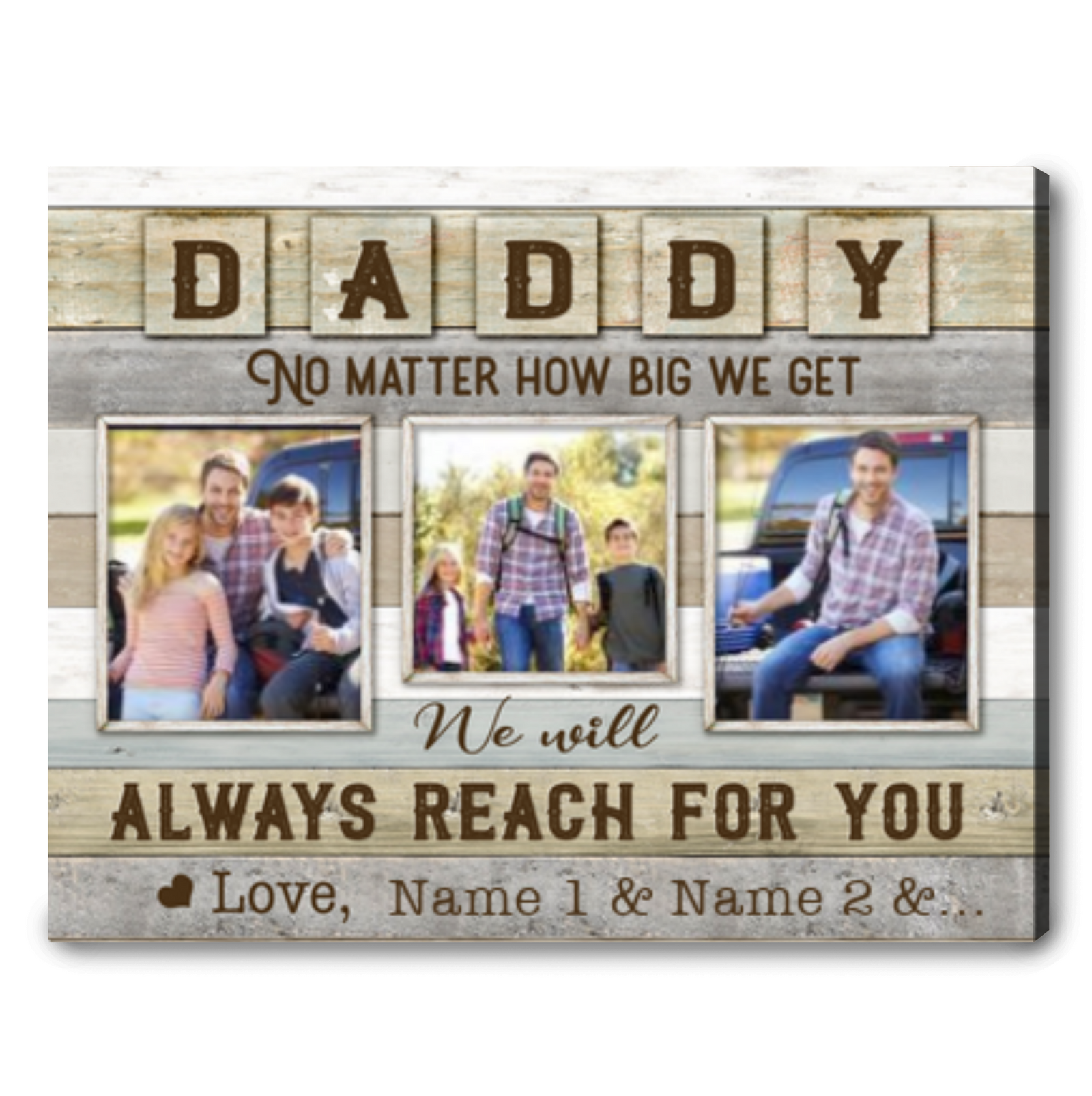 Personalized Gift Ideas for Dad Custom Photo Canvas Print Daddy No matter how big we get