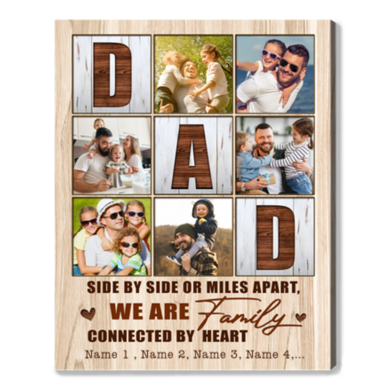 Loving Fathers Day Gifts Custom Collage Photo Canvas Wall Art