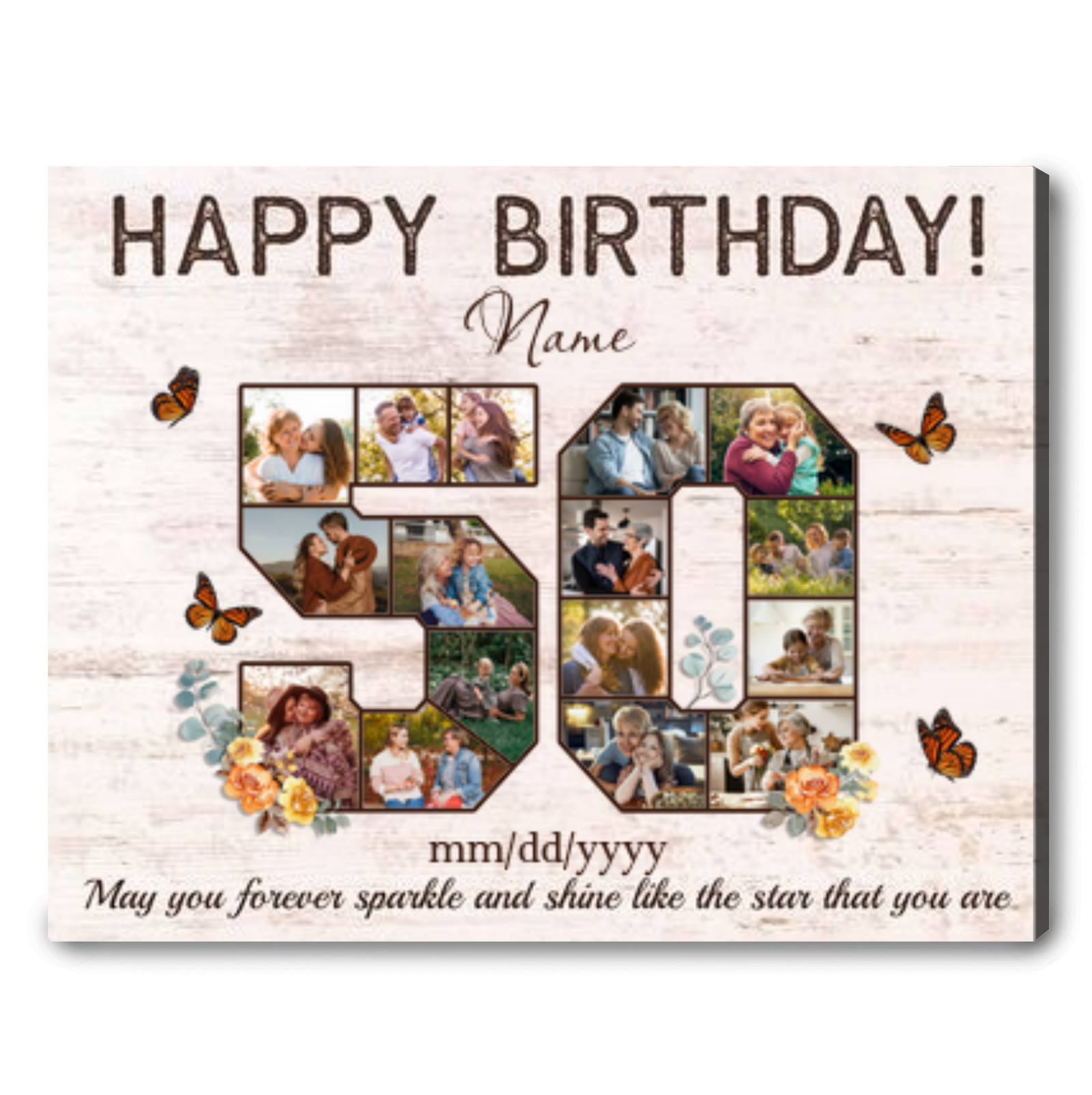 Personalized 50th Birthday Gift Idea Photo Canvas Print For 50th Birthday